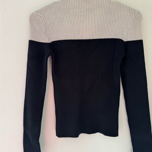 Black and Cream Ribbed Sweater
